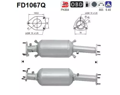 AS Hiukkassuodatin DPF SiC | 098-FD1067Q - Pakoputkien hiukkassuodattimet - 098-FD1067Q - 1